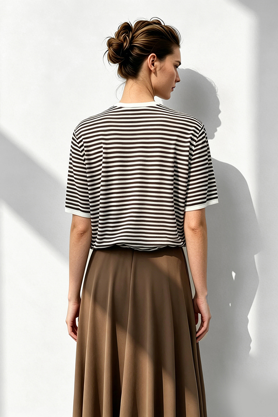 Rhinestone Striped Knit Sweater|AMII