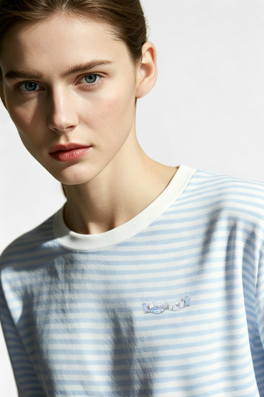 Rhinestone Striped Knit Sweater|AMII
