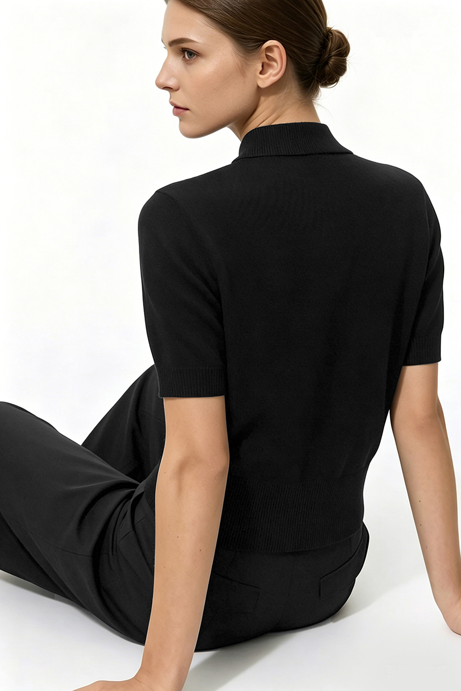 Polo Neck Knit Sweater|AMII