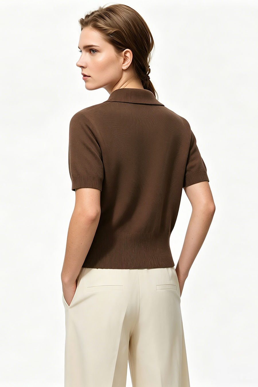 Polo Neck Knit Sweater|AMII