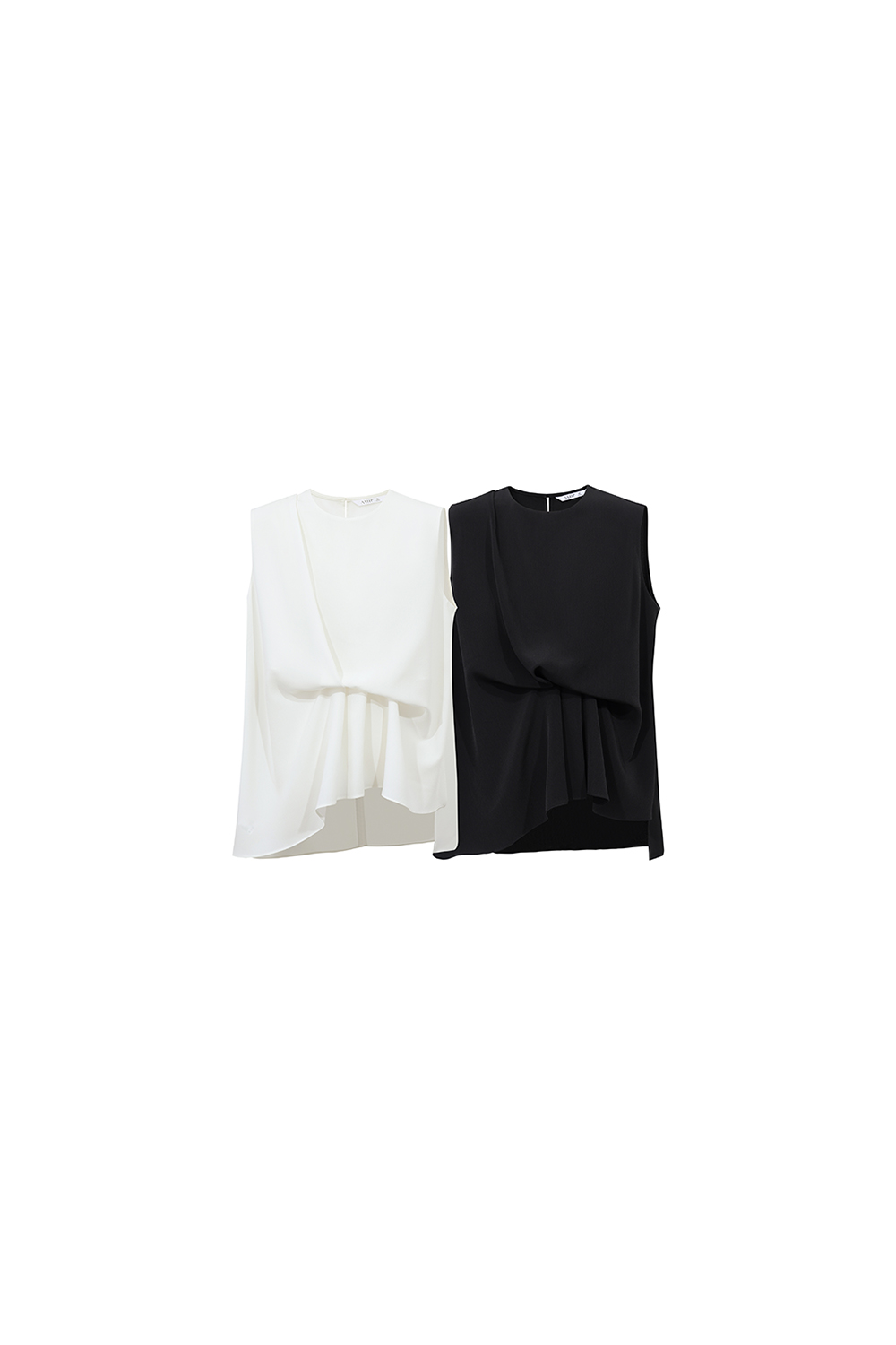 Asymmetric Gathered Chiffon Blouse|AMII