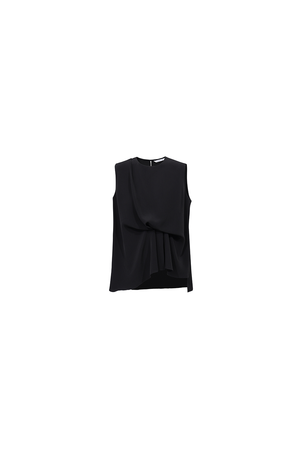 Asymmetric Gathered Chiffon Blouse|AMII