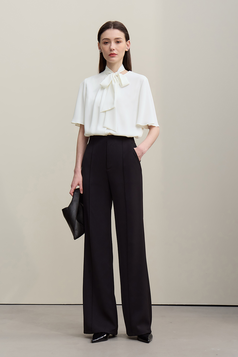 Ribbon Tie Chiffon Blouse|AMII