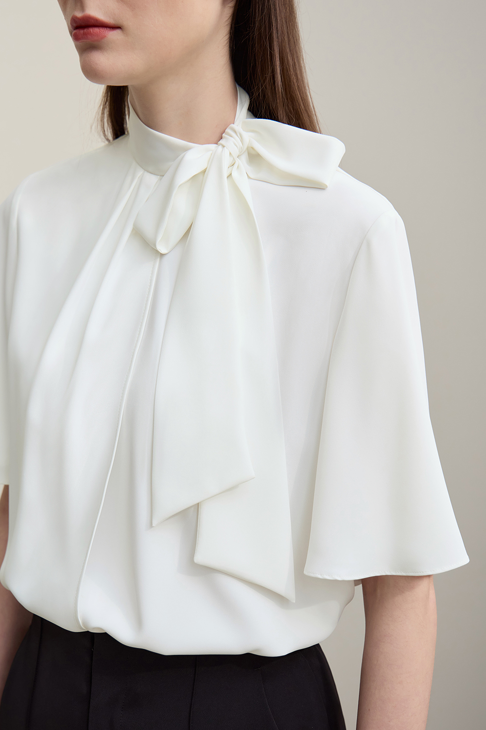 Ribbon Tie Chiffon Blouse|AMII