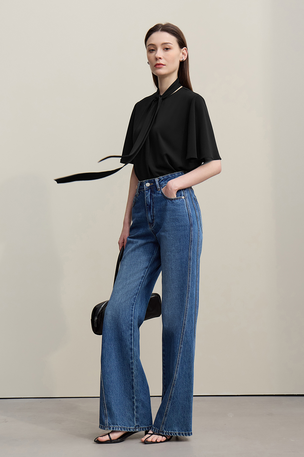 Ribbon Tie Chiffon Blouse|AMII