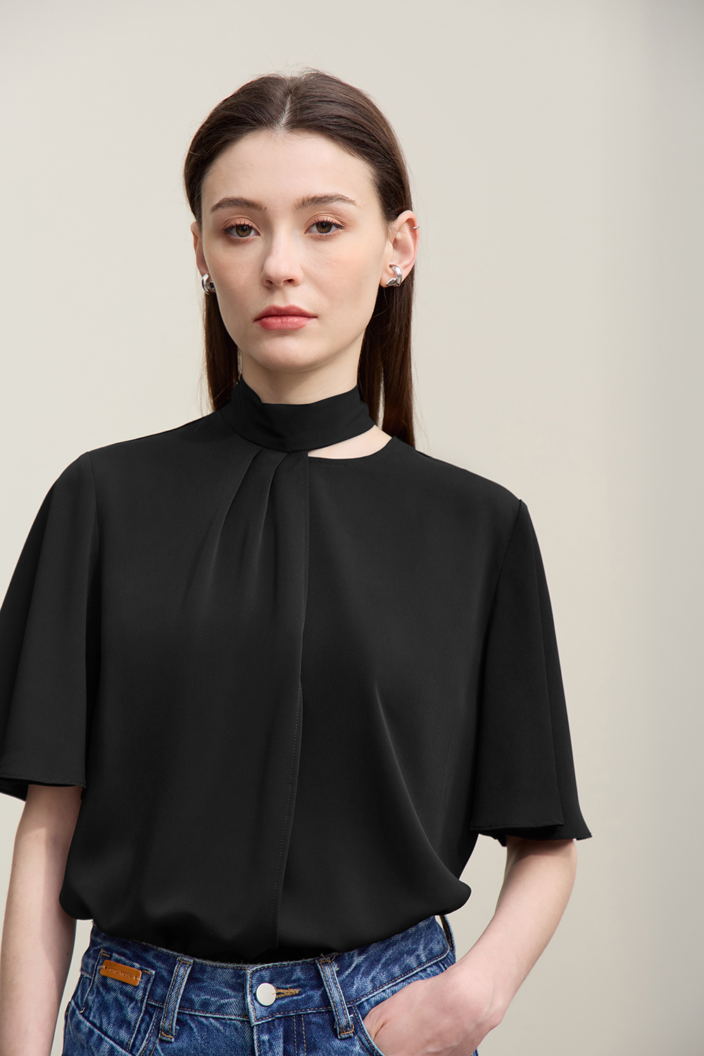 Ribbon Tie Chiffon Blouse|AMII