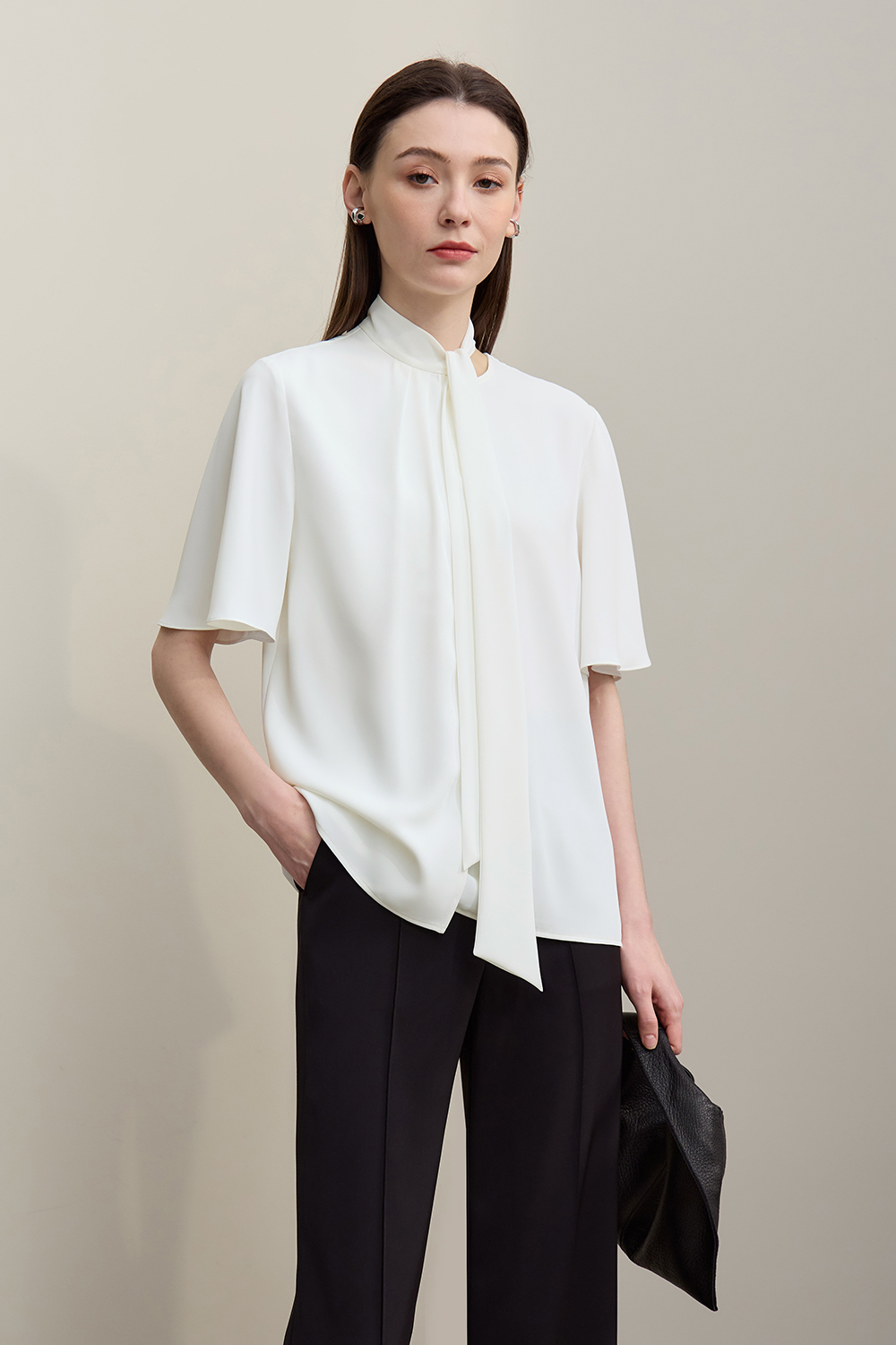 Ribbon Tie Chiffon Blouse|AMII