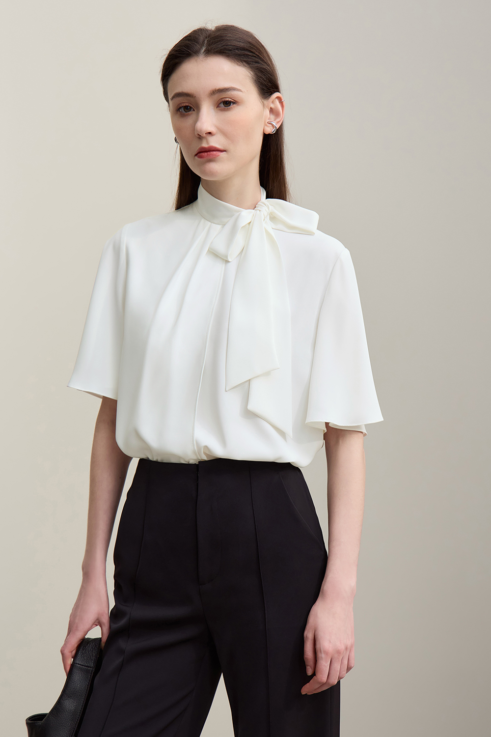 Ribbon Tie Chiffon Blouse|AMII