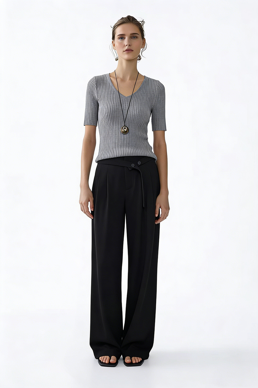Belt Decorated Casual Pants