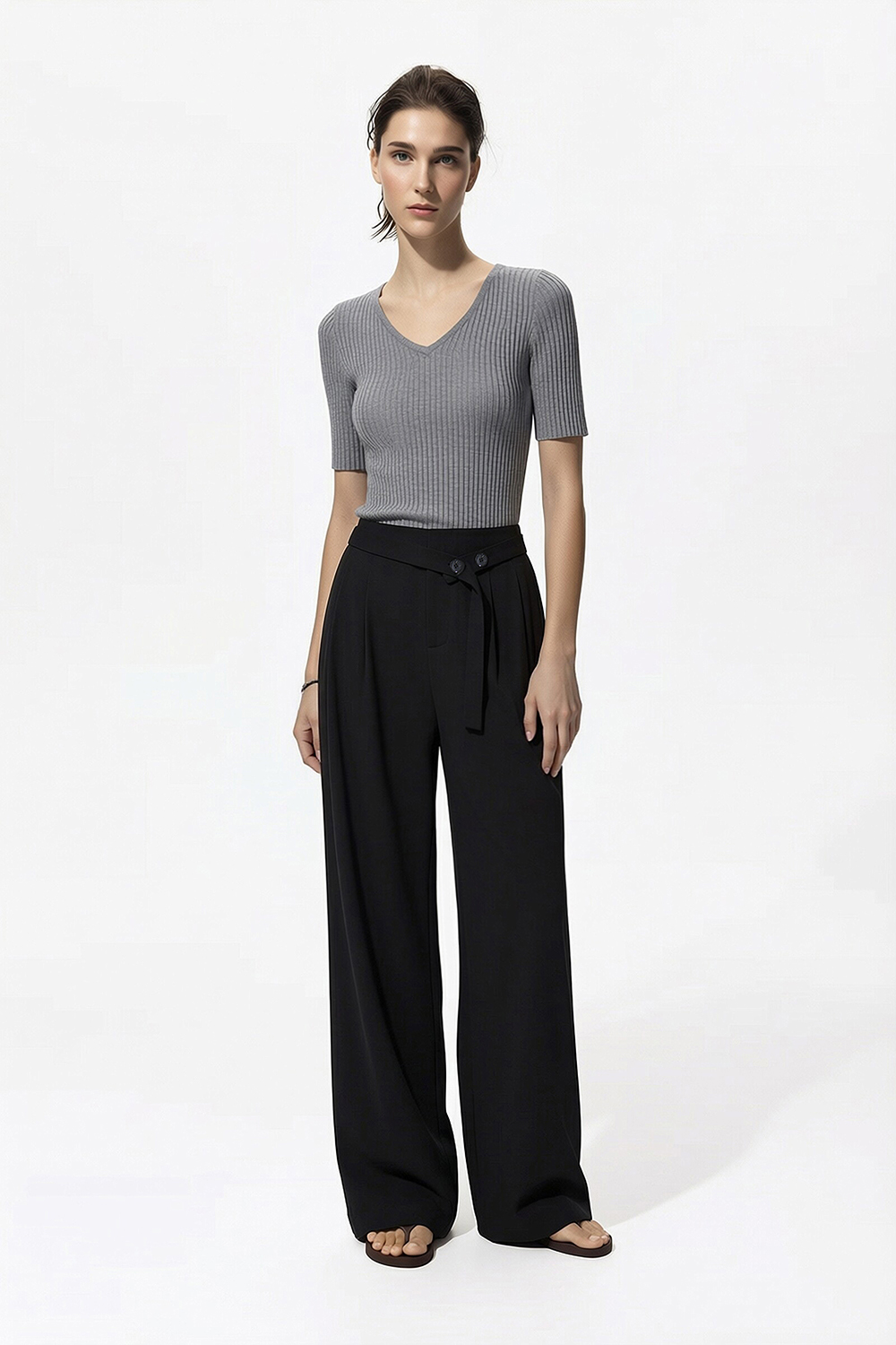 Belt Decorated Casual Pants
