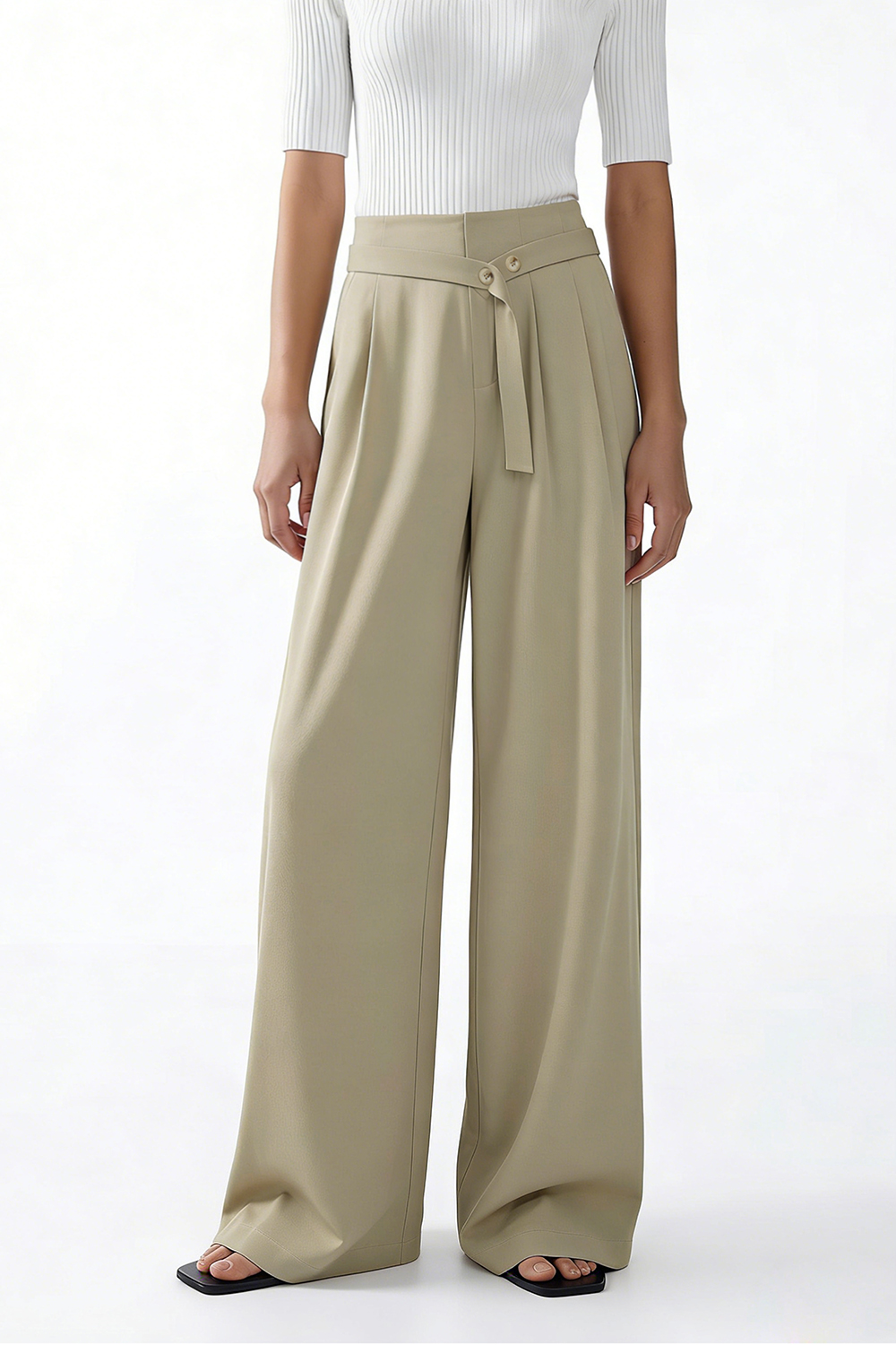 Belt Decorated Casual Pants