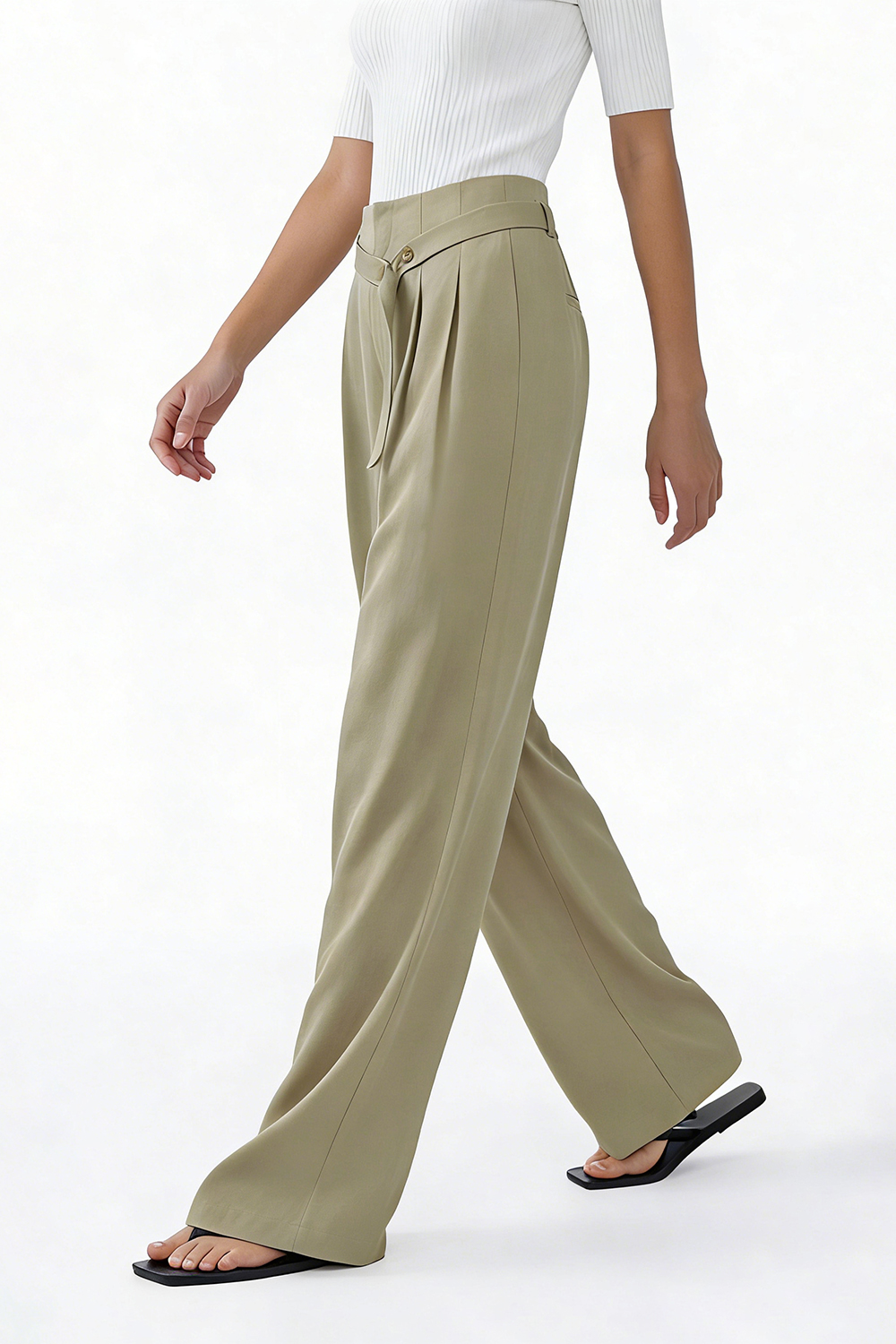 Belt Decorated Casual Pants