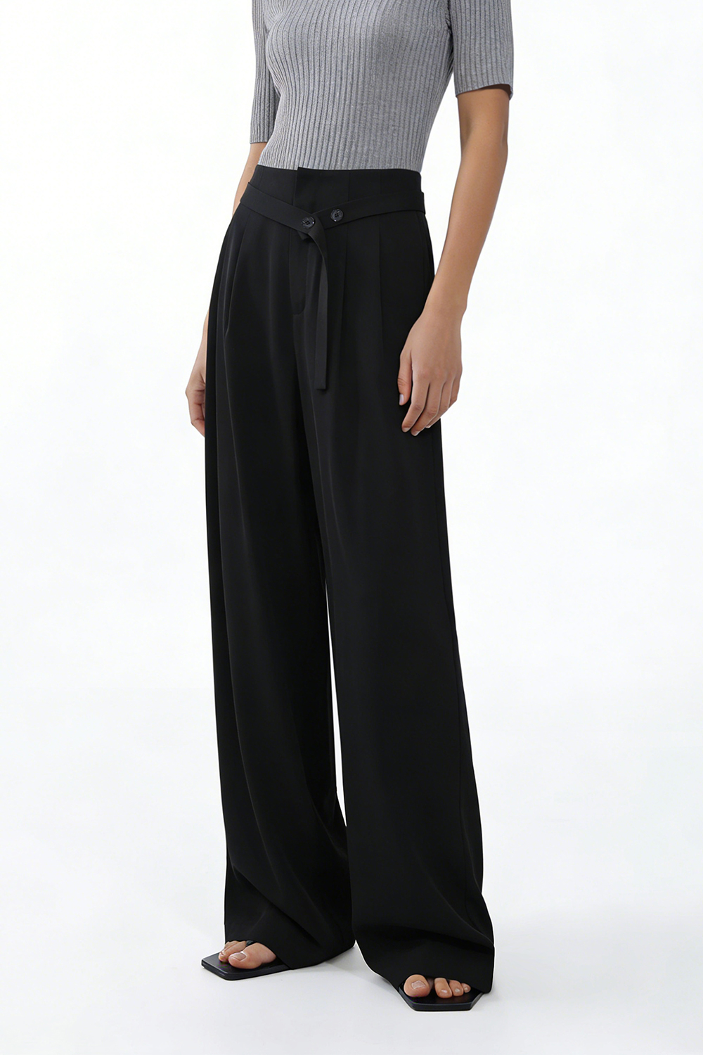 Belt Decorated Casual Pants