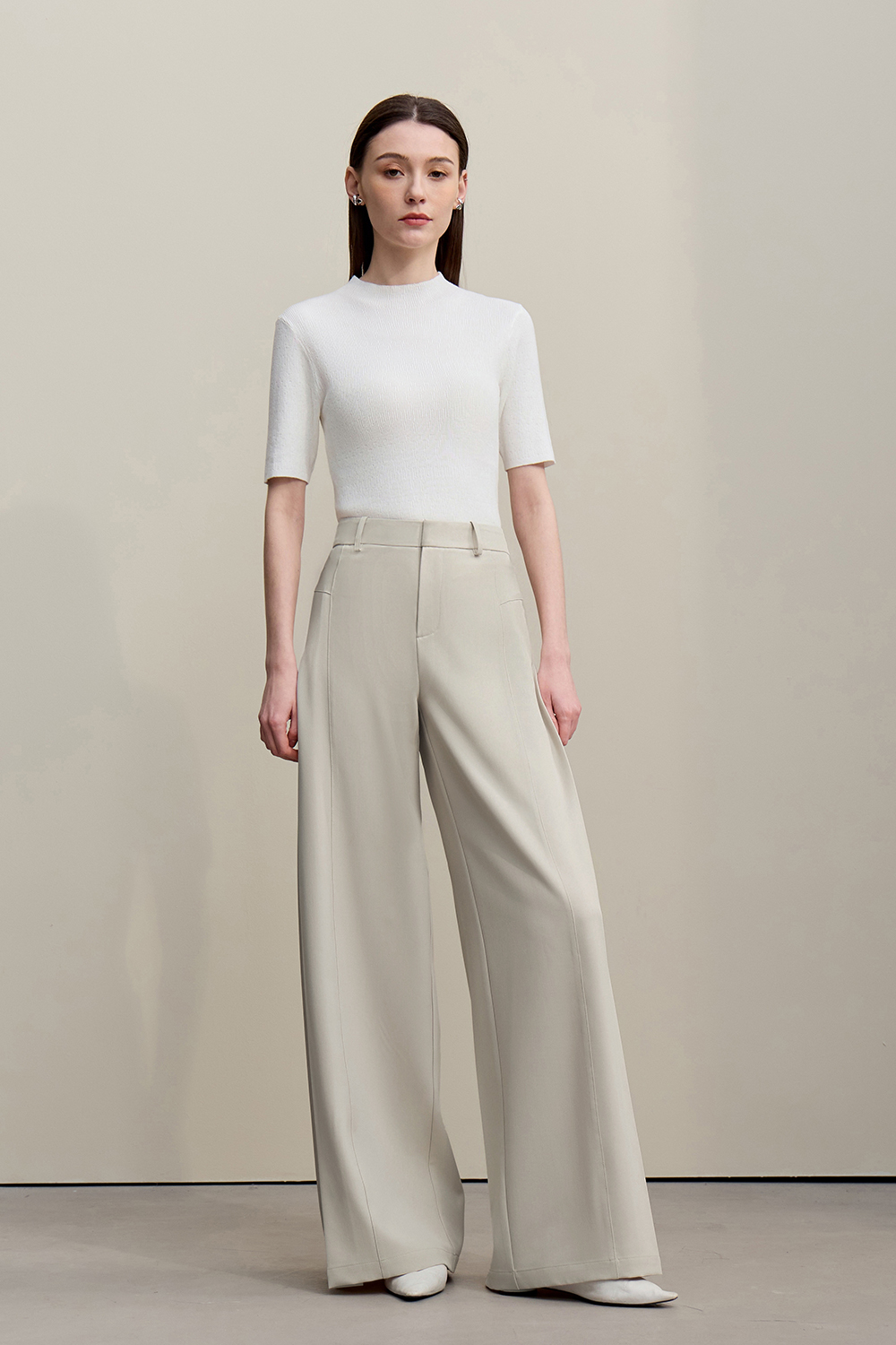Pleated Wide Leg Casual Pants