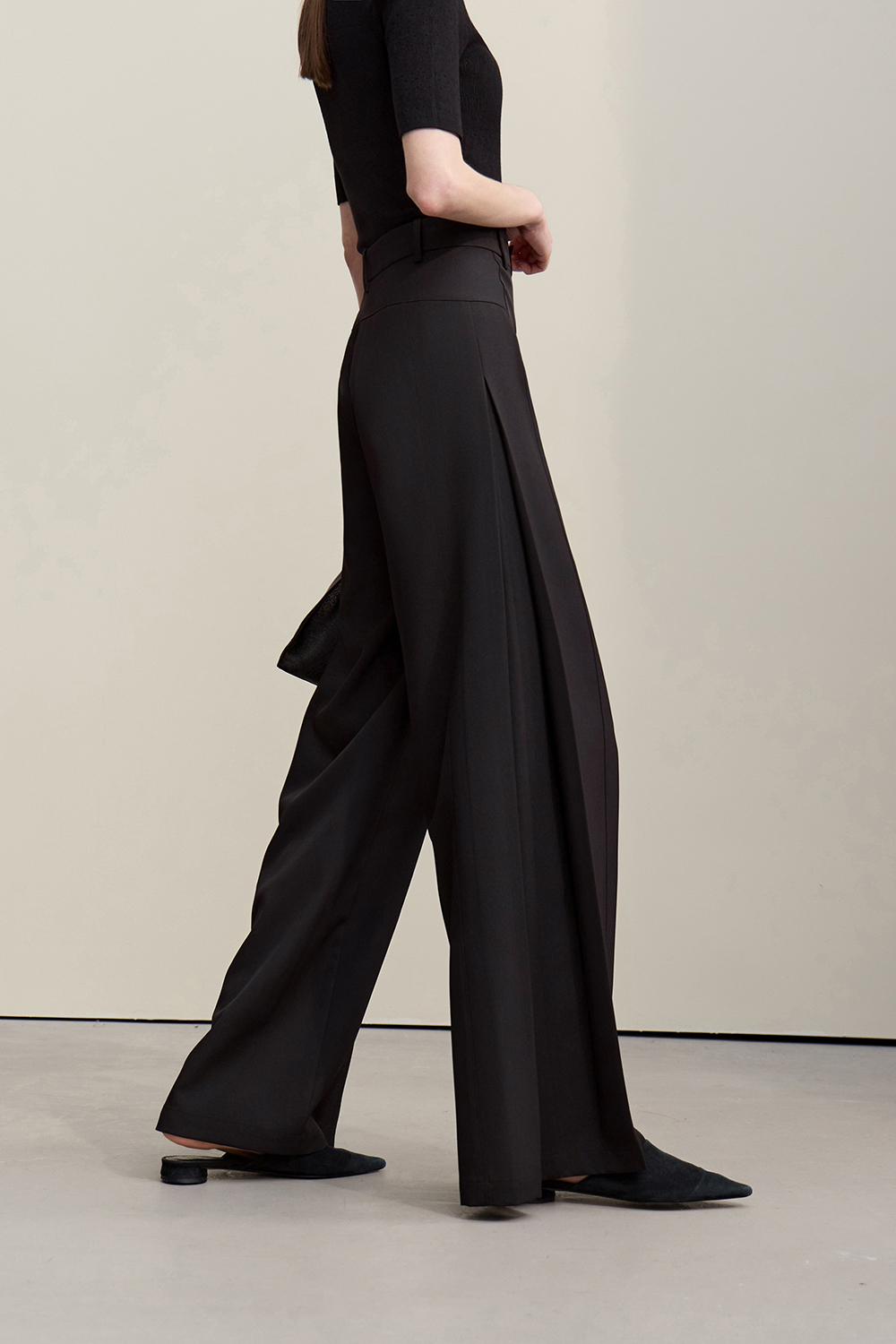 Pleated Wide Leg Casual Pants
