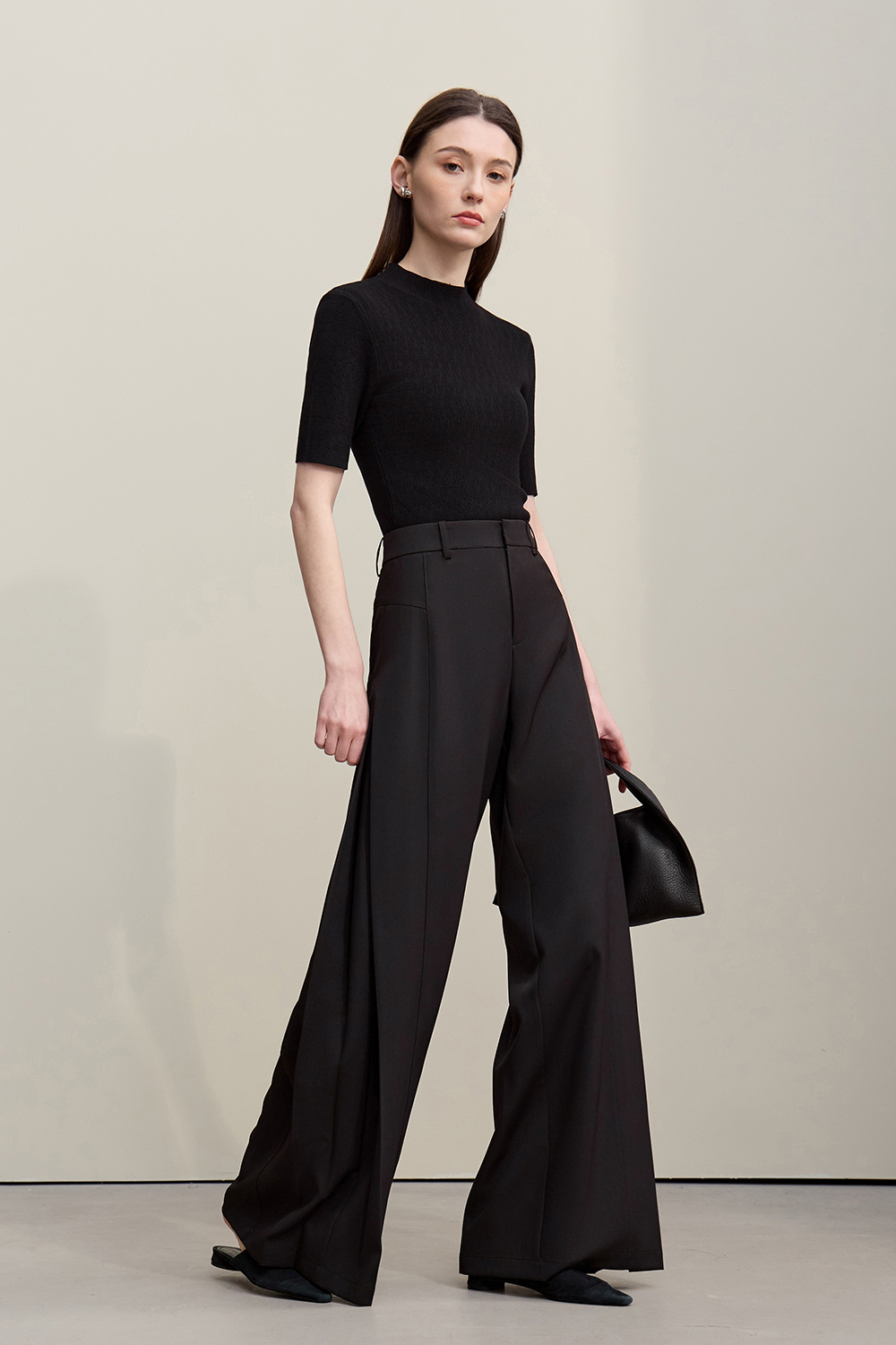 Pleated Wide Leg Casual Pants