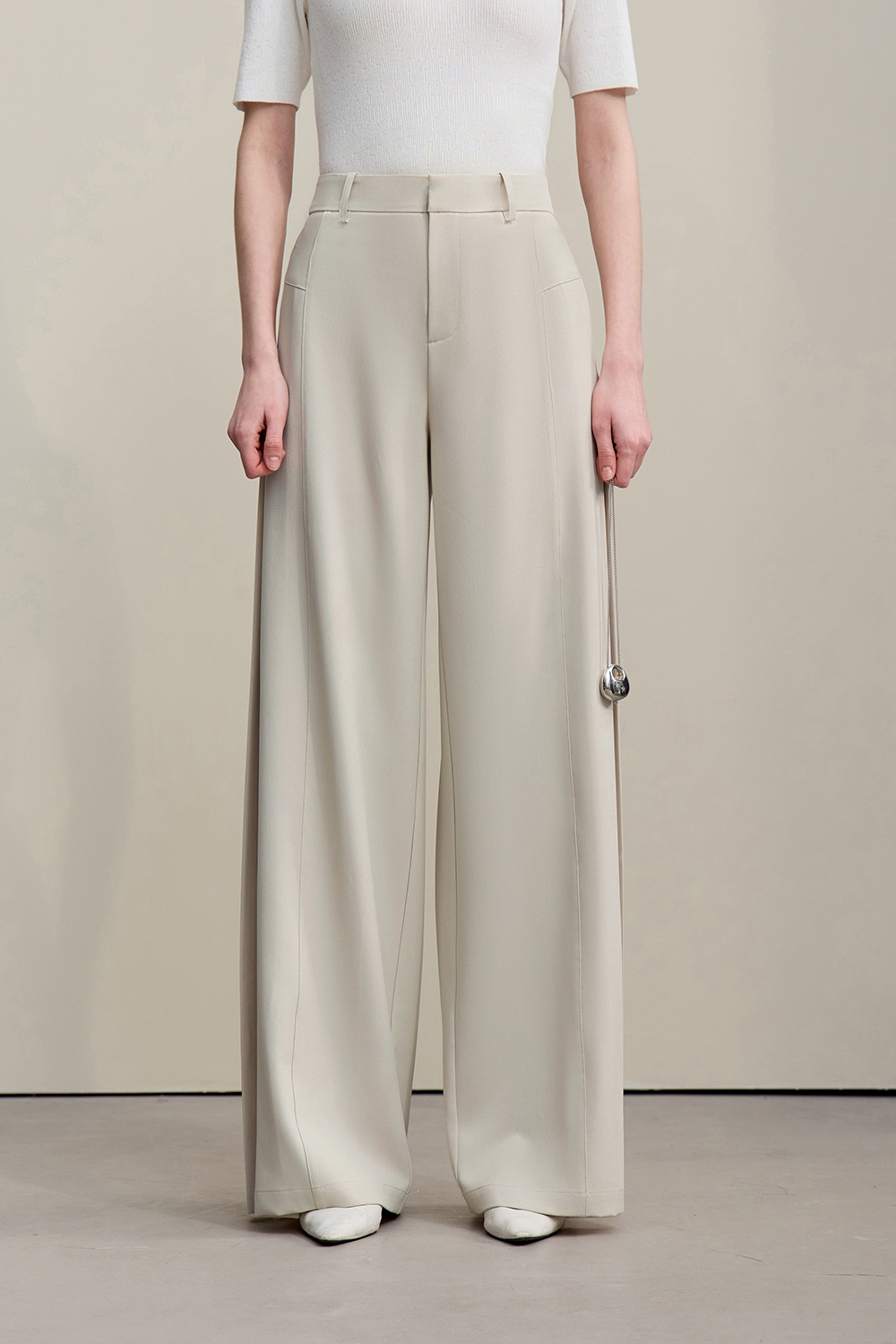 Pleated Wide Leg Casual Pants