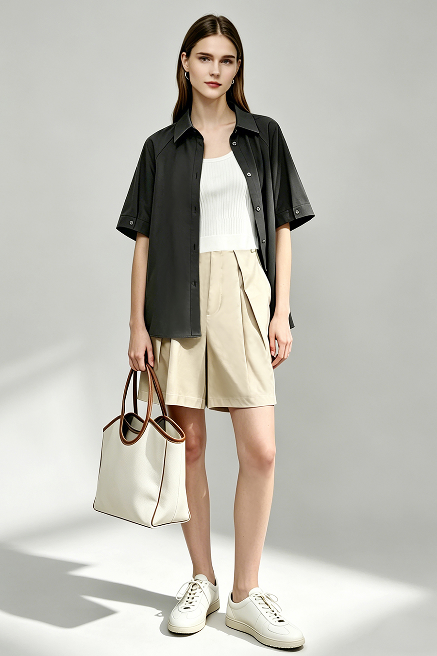 Lapel Raglan Sleeve Shirt