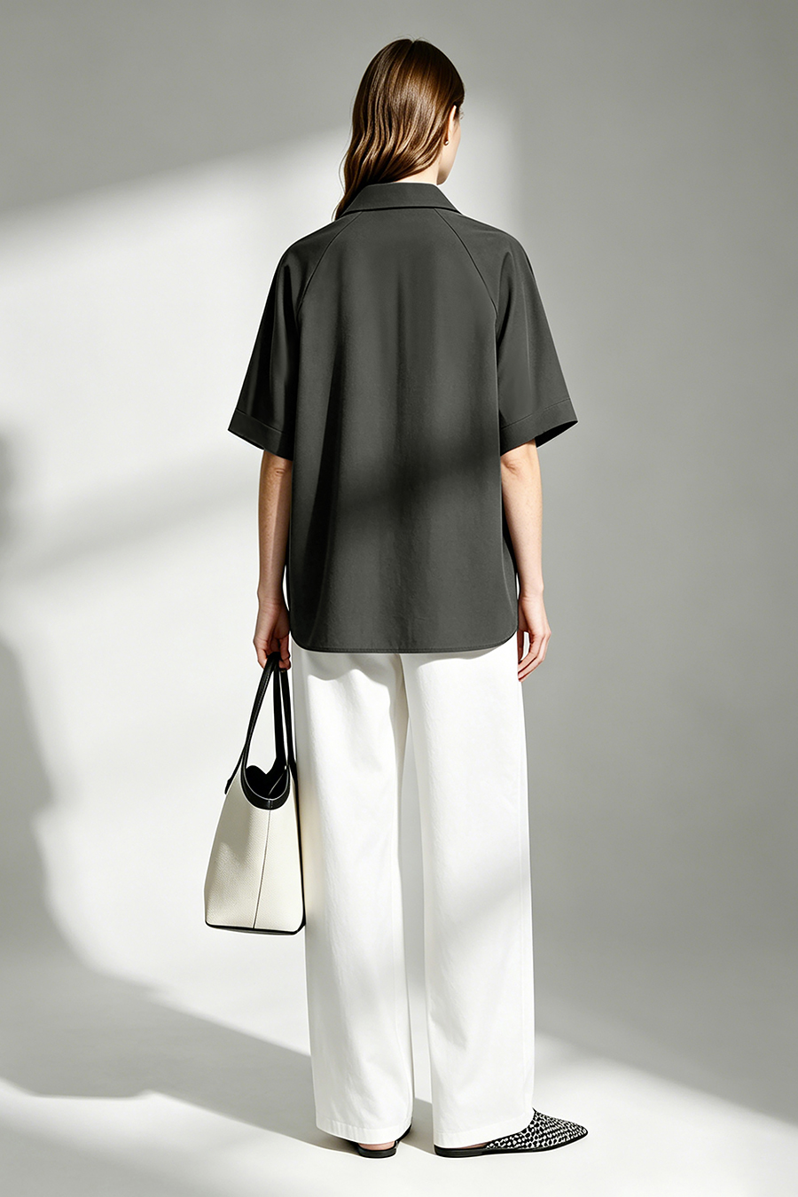 Lapel Raglan Sleeve Shirt