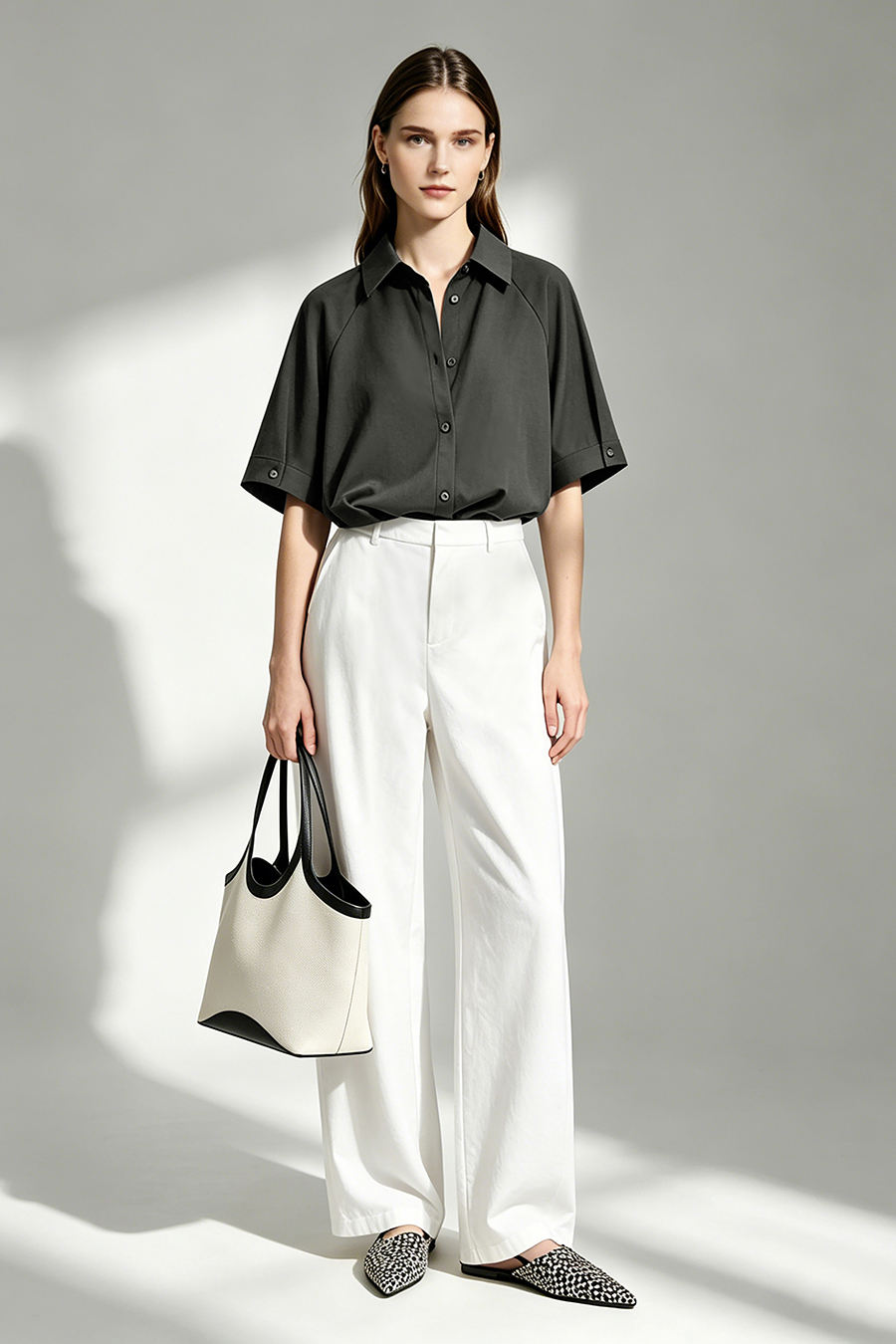 Lapel Raglan Sleeve Shirt