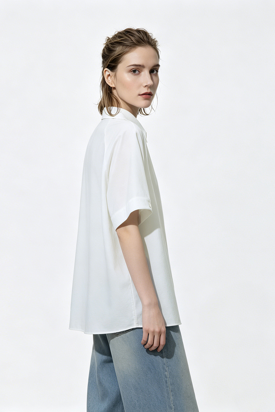 Lapel Raglan Sleeve Shirt