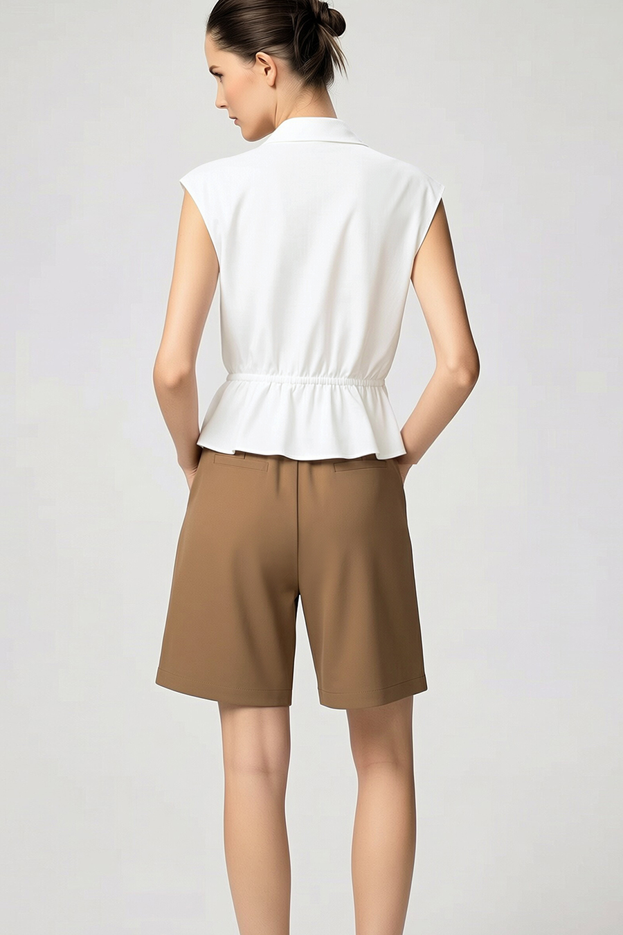 Lapel Cap Sleeve Chiffon Blouse|AMII