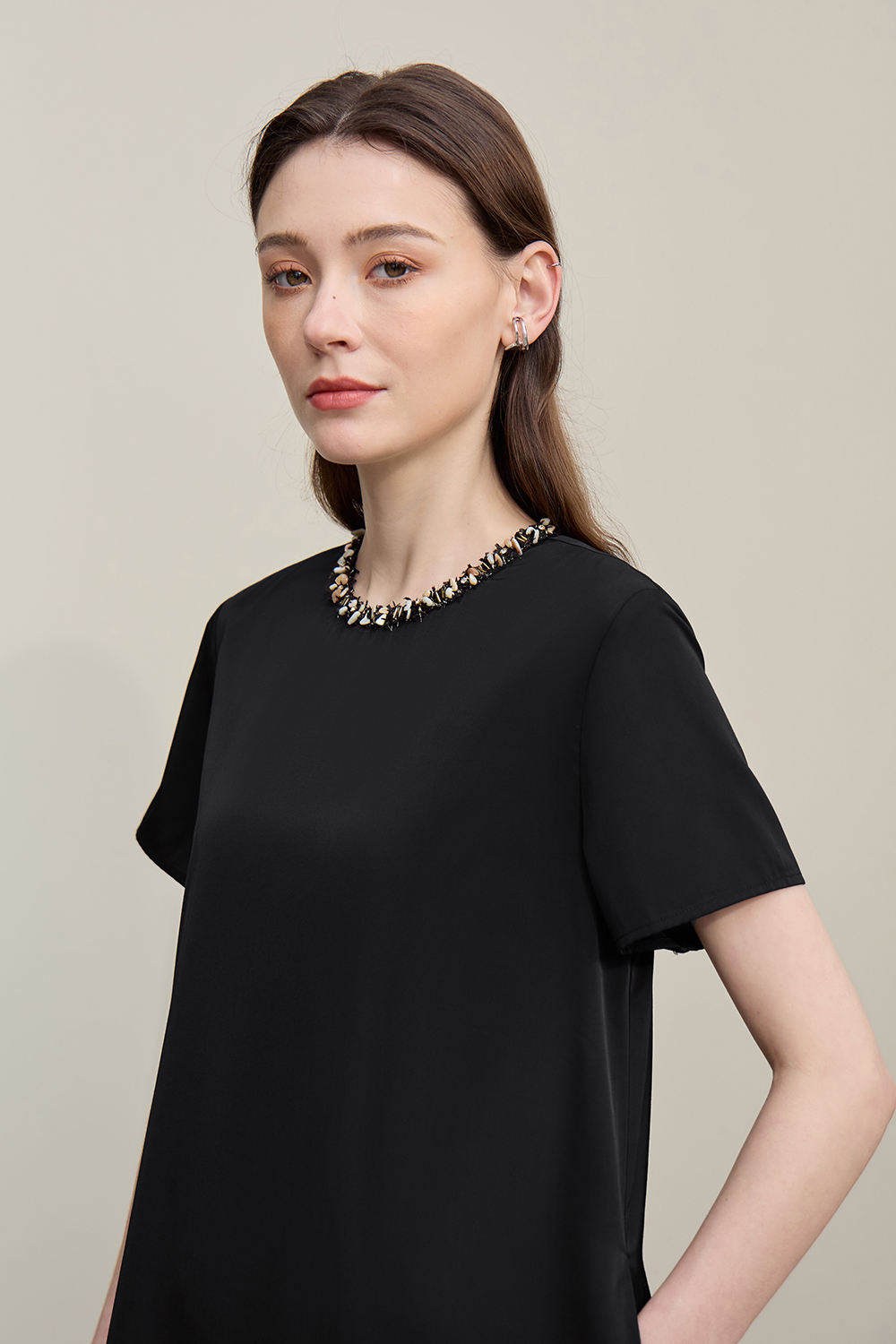 Tweed Style Short Sleeve Dress