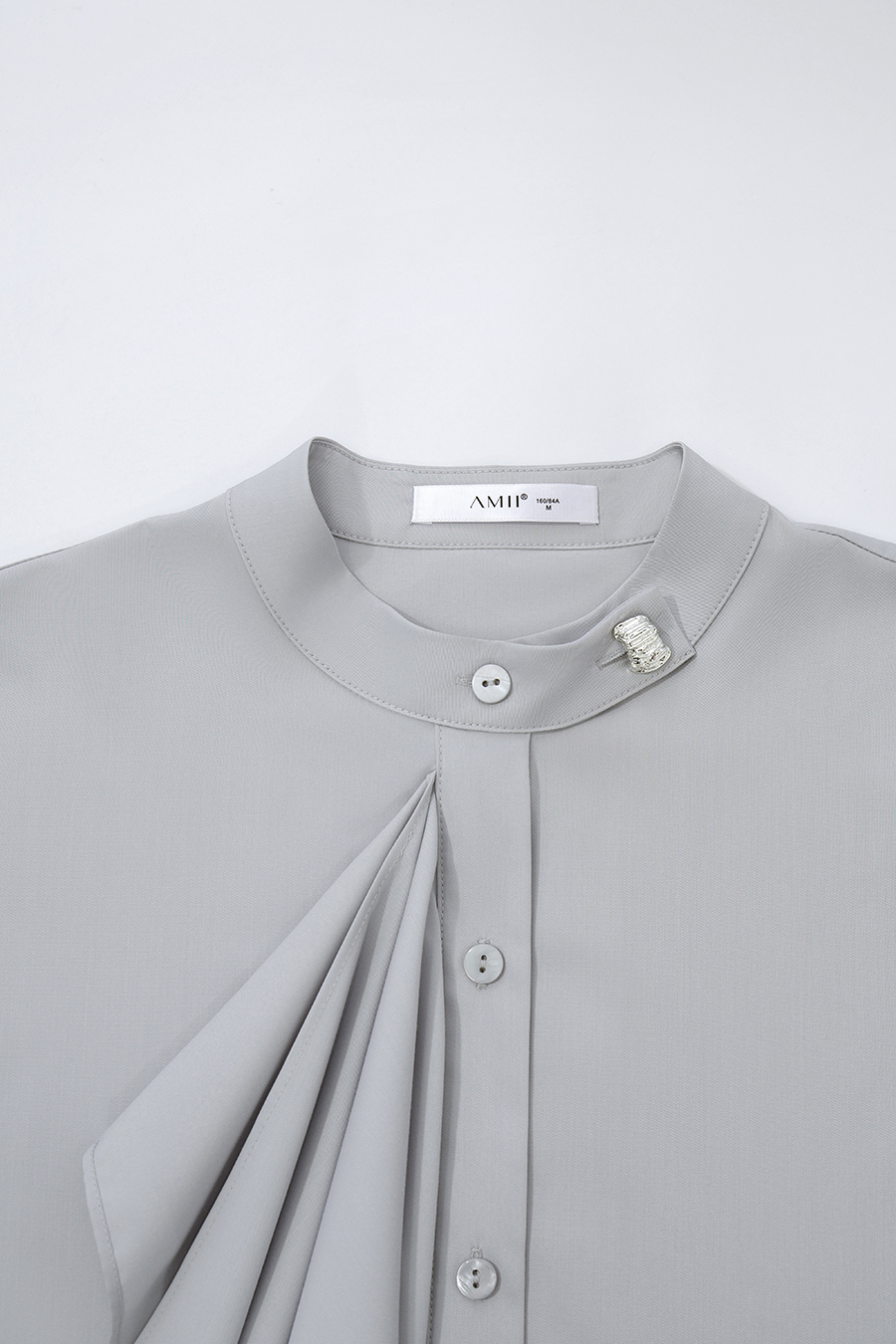 Stand Collar Ruffle Shirt|AMII