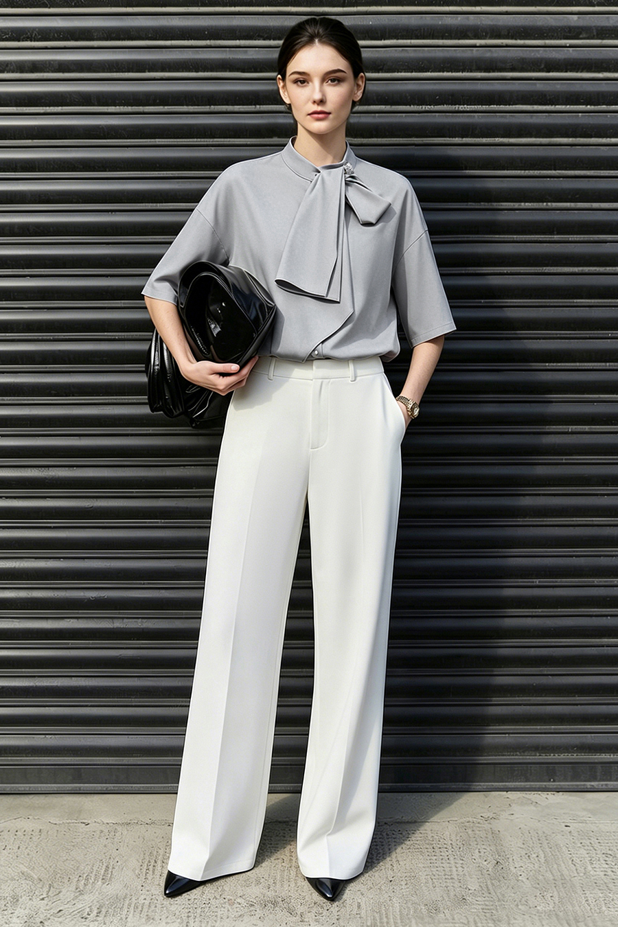Stand Collar Ruffle Shirt|AMII