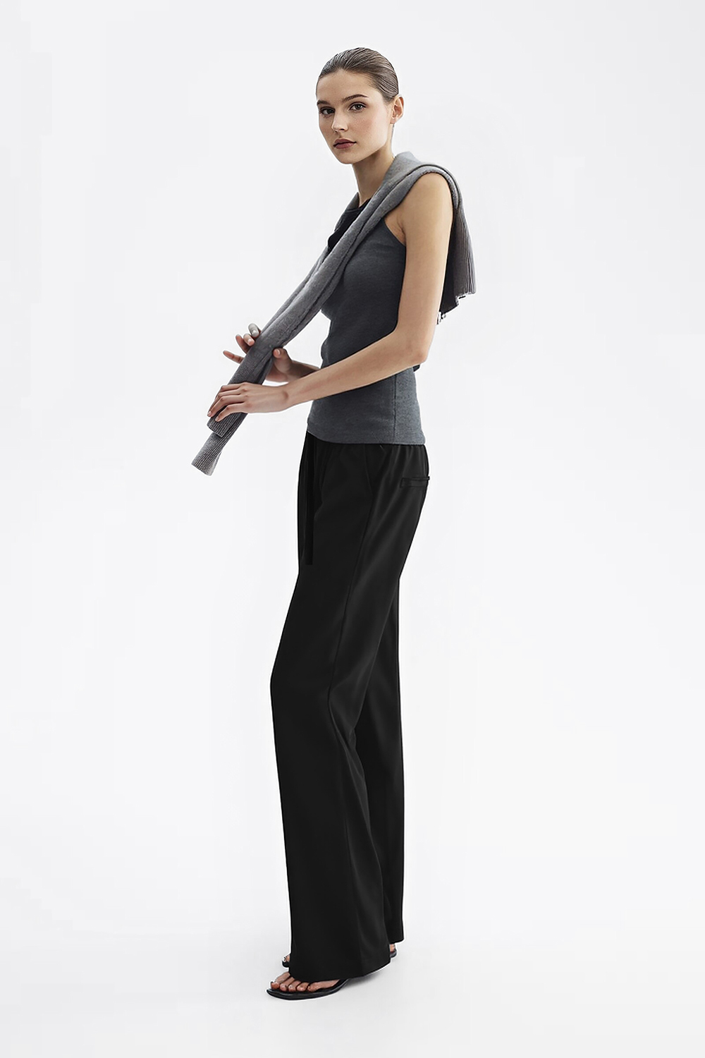 Tie Waist Wide Leg Casual Pants