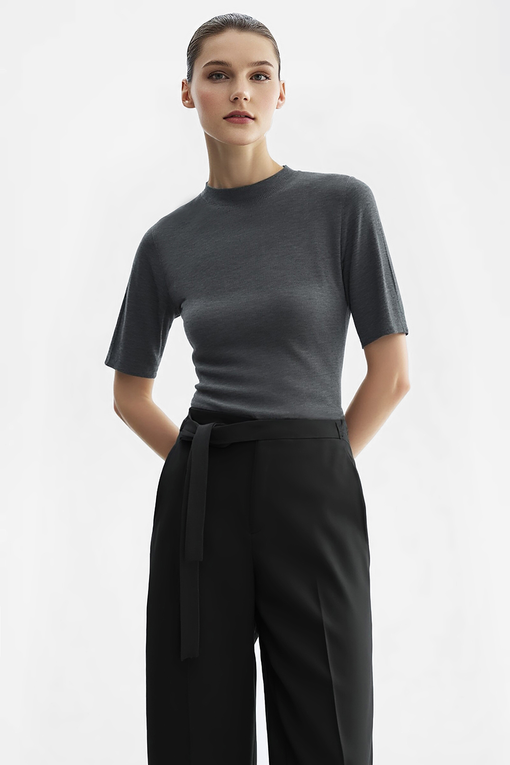 Tie Waist Wide Leg Casual Pants