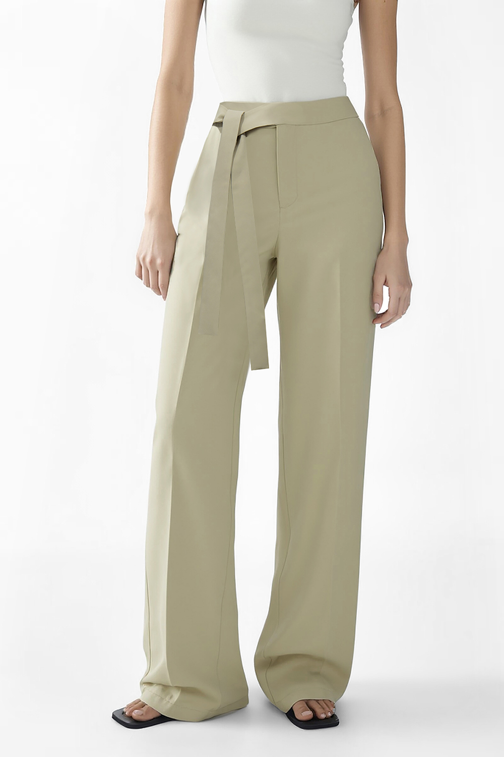 Tie Waist Wide Leg Casual Pants