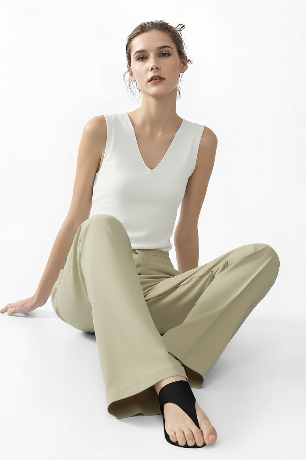 Tie Waist Wide Leg Casual Pants