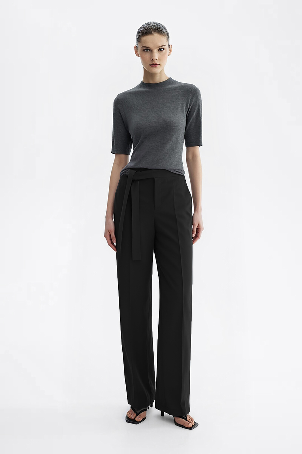 Tie Waist Wide Leg Casual Pants