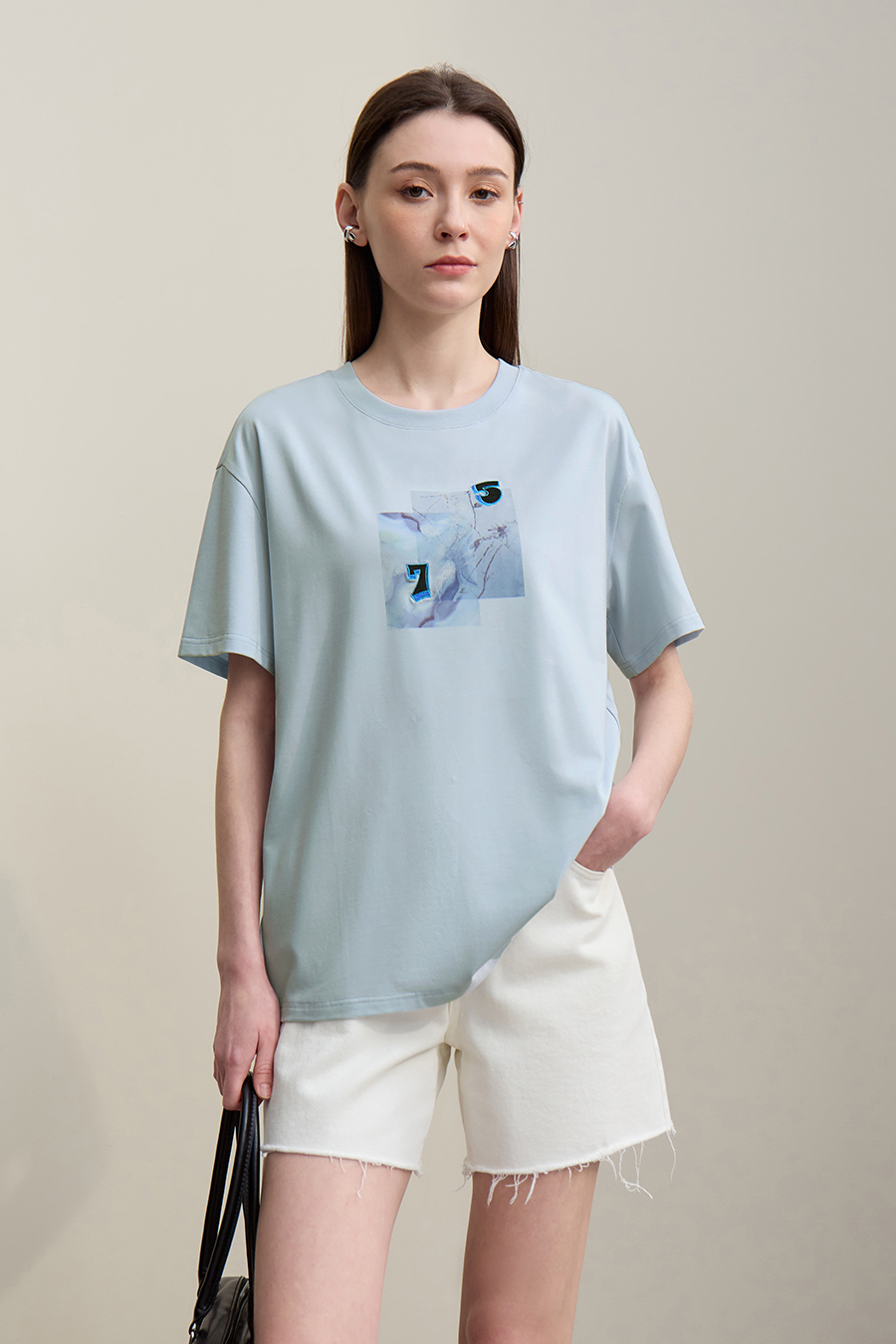 Printed Embroidery Short Sleeve T-Shirt|AMII