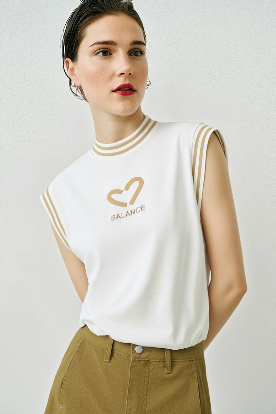 Printed Embroidery Dolman Sleeve T-Shirt|AMII