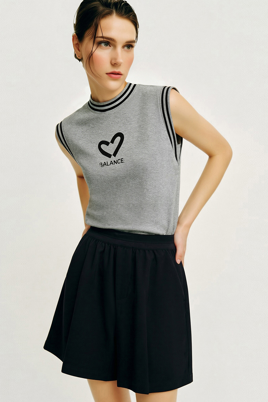 Printed Embroidery Dolman Sleeve T-Shirt|AMII