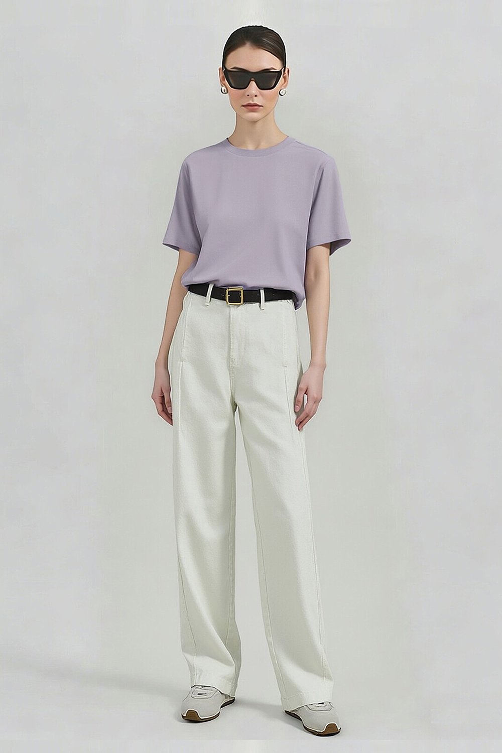 Rib Spliced Round Neck T-Shirt|AMII