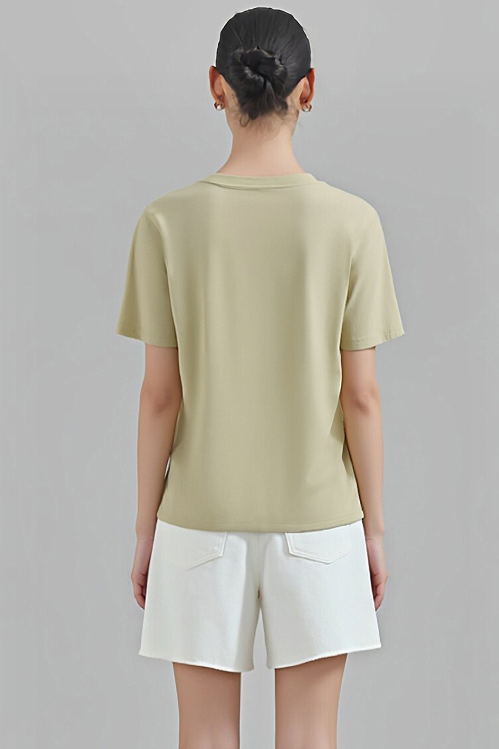 Rib Spliced Round Neck T-Shirt|AMII