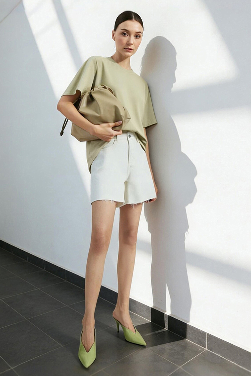 Rib Spliced Round Neck T-Shirt|AMII