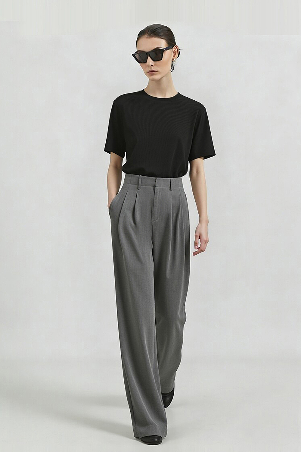 Rib Spliced Round Neck T-Shirt|AMII