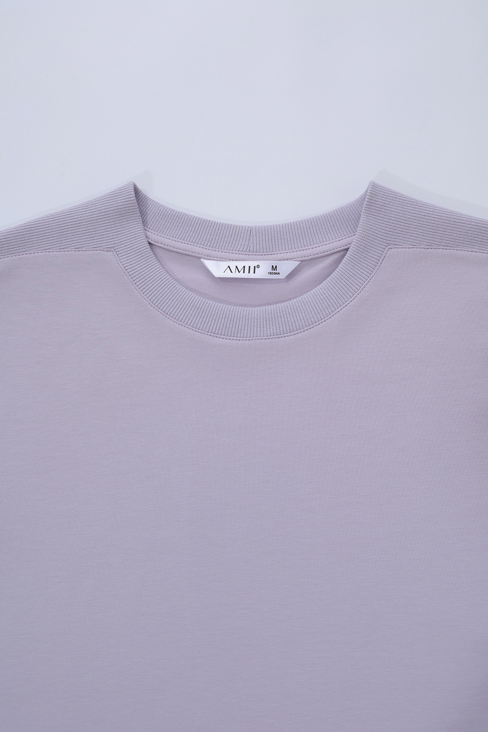Rib Spliced Round Neck T-Shirt|AMII