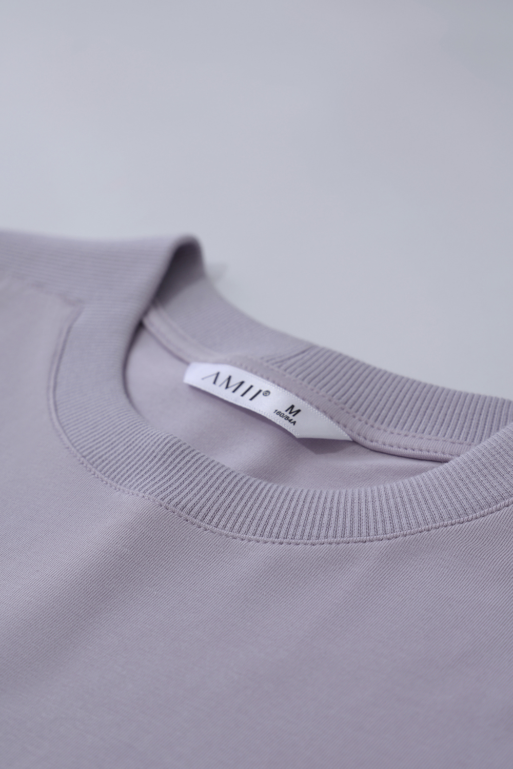 Rib Spliced Round Neck T-Shirt|AMII