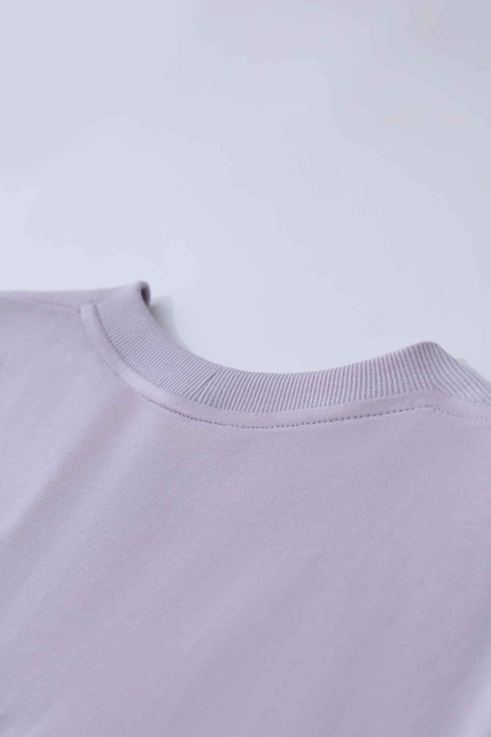 Rib Spliced Round Neck T-Shirt|AMII