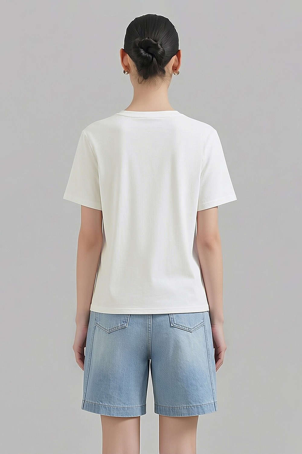 Rib Spliced Round Neck T-Shirt|AMII