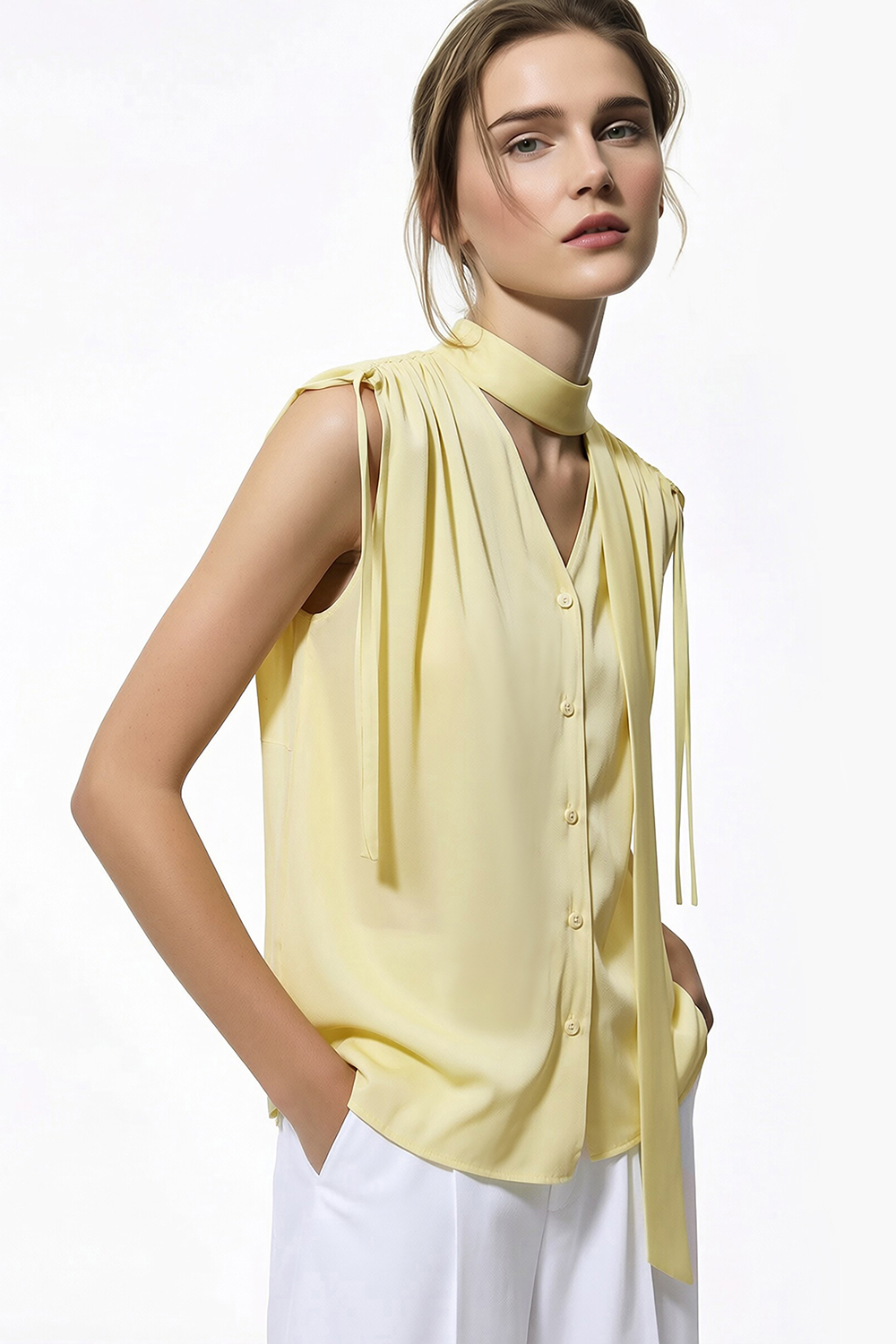 Tie Satin Chiffon Top