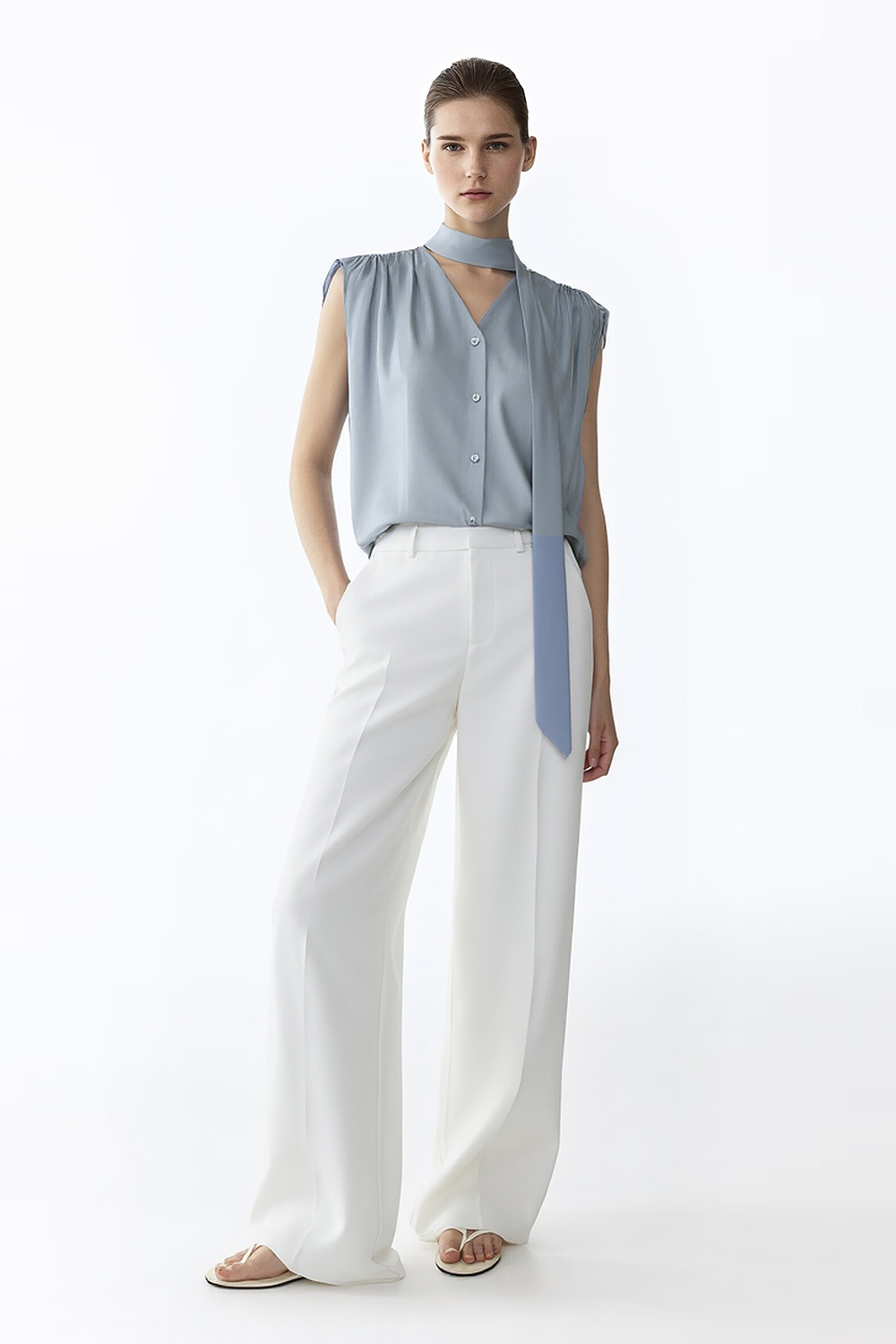 Tie Satin Chiffon Top