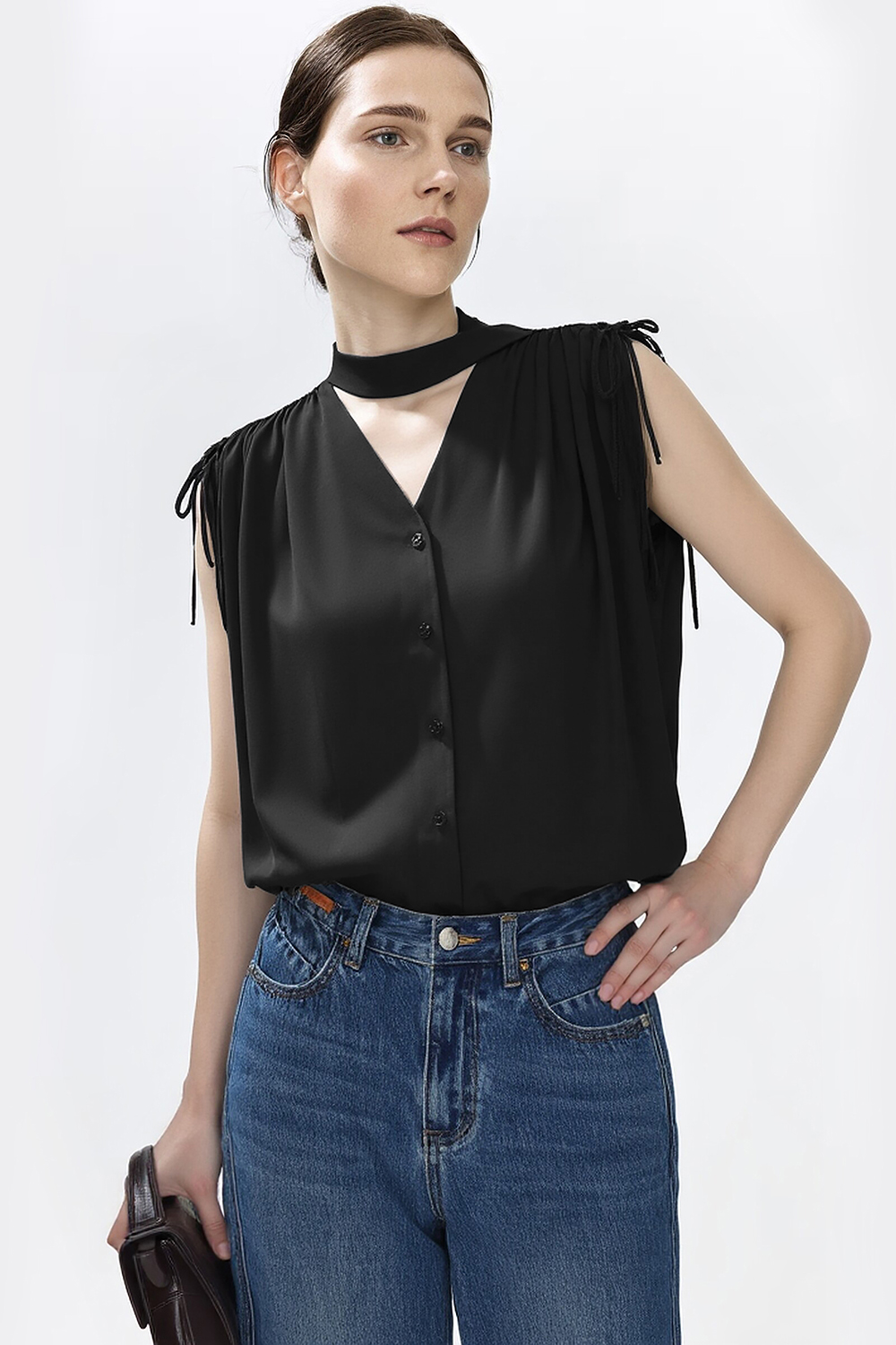 Tie Satin Chiffon Top