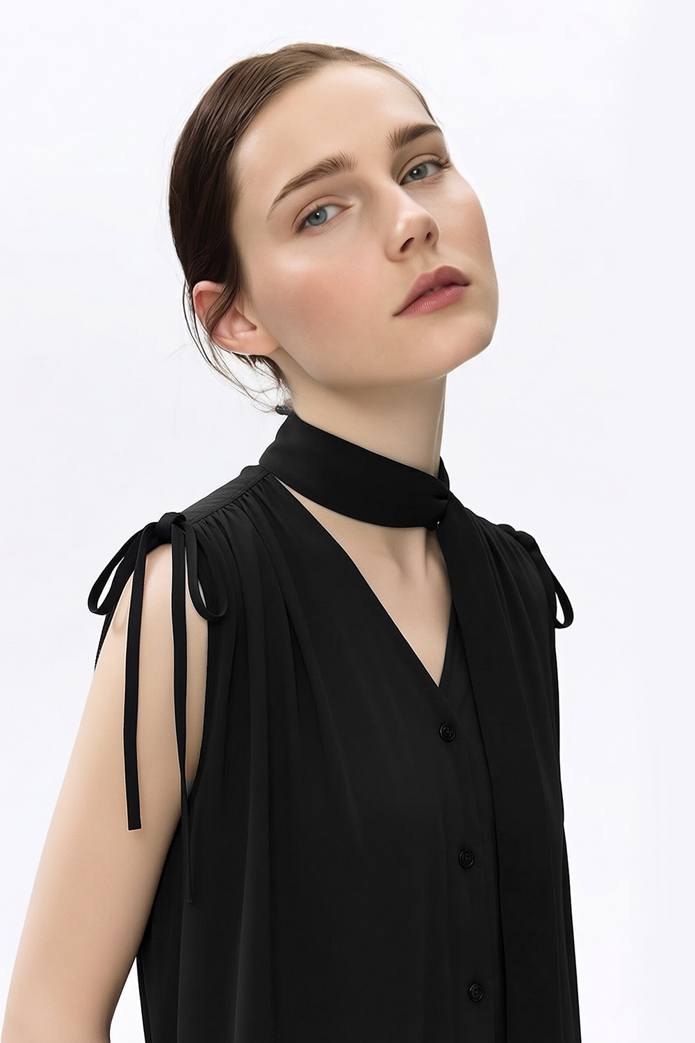 Tie Satin Chiffon Top