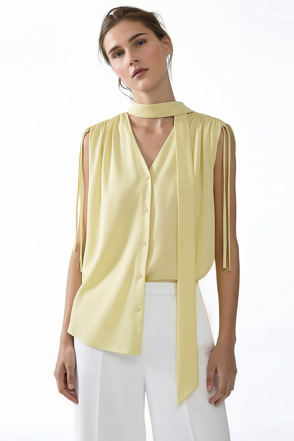 Tie Satin Chiffon Top